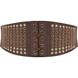 New Vintage hollow out waist belt stretchy Coffee